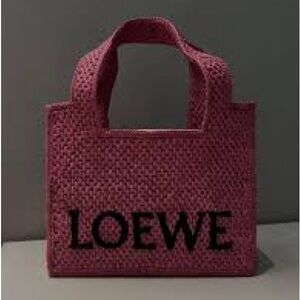 Loewe Mini Raffia Tote in Pink